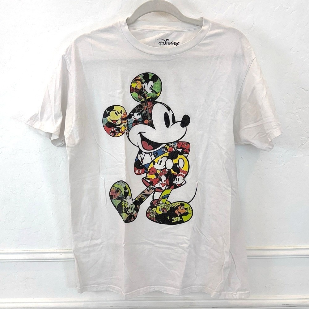 Disney Mickey Mouse T-Shirt Mens L White Graphic Tee Animation Retro Disneycore